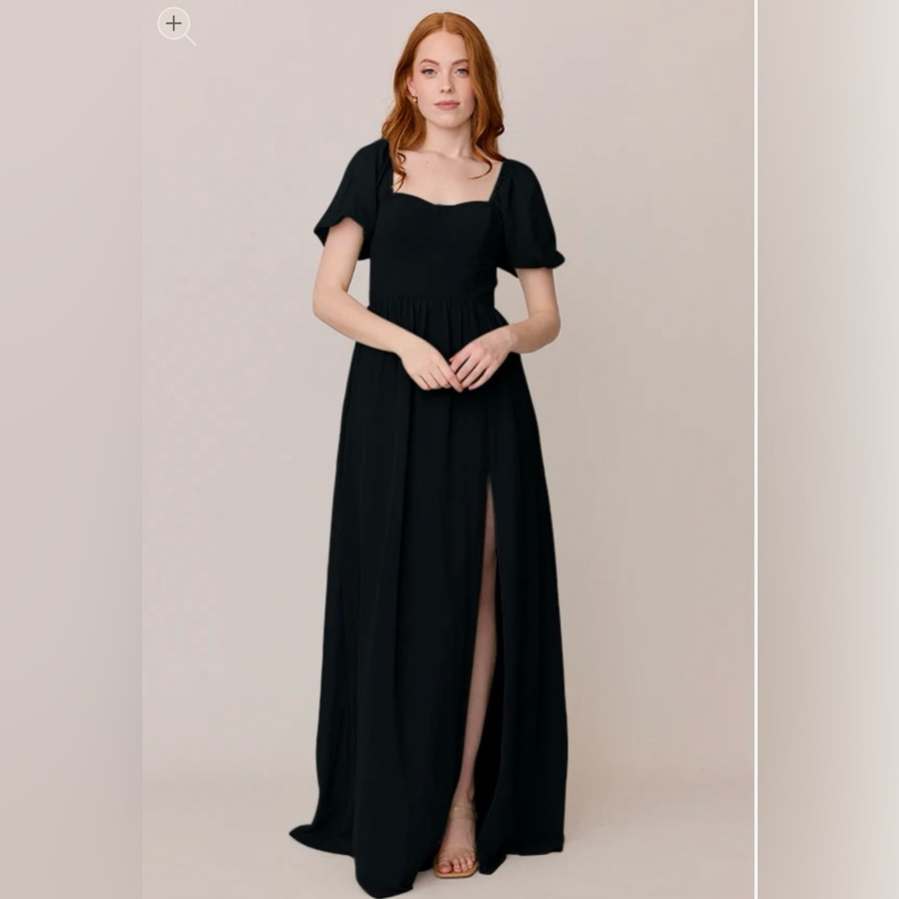 REVELRY isabella black chiffon bridesmaid dress